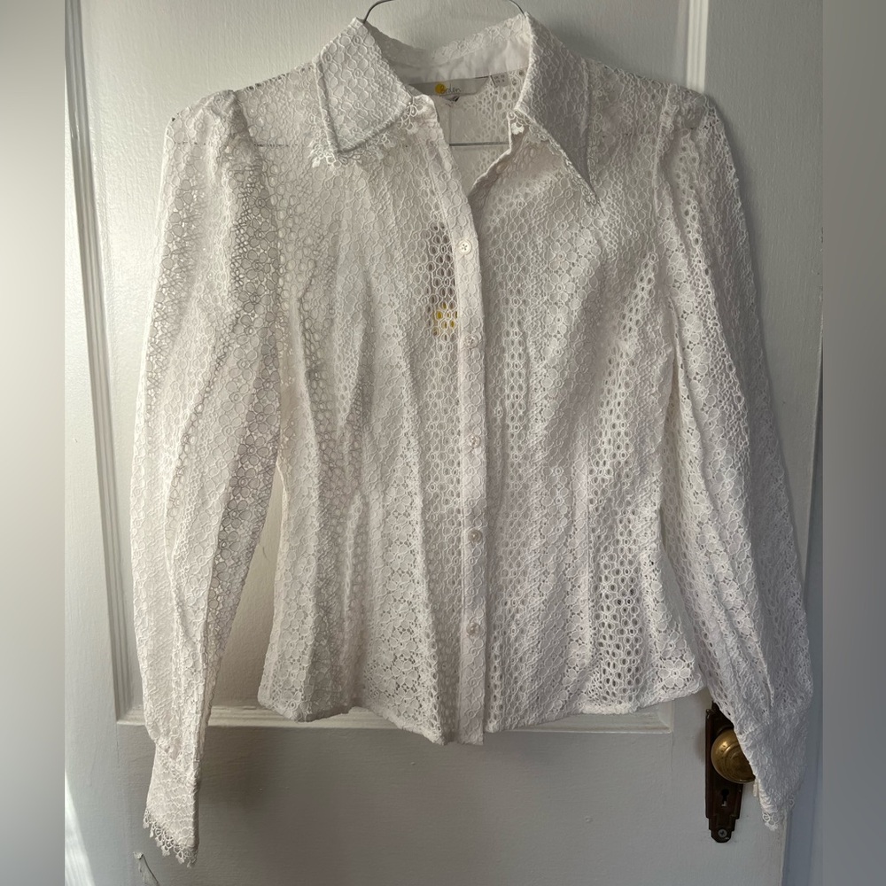 Boden NWT white lace button down blouse